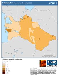 Turkmenistan Pop Density Map