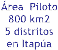 �rea  Piloto
800 km2
5 distritos
en Itap�a